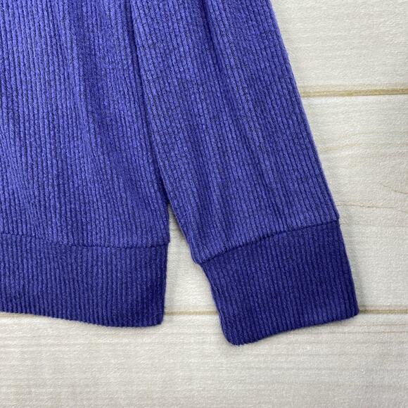 Market & Spruce Hoodie XXL Purple Knit Stretch Hooded Long Sleeve Ribbed Sweater - Picture 4 of 8